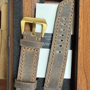Garmin instinct 2 watch strap Brown Leather Watch Strap with Gold Buckle